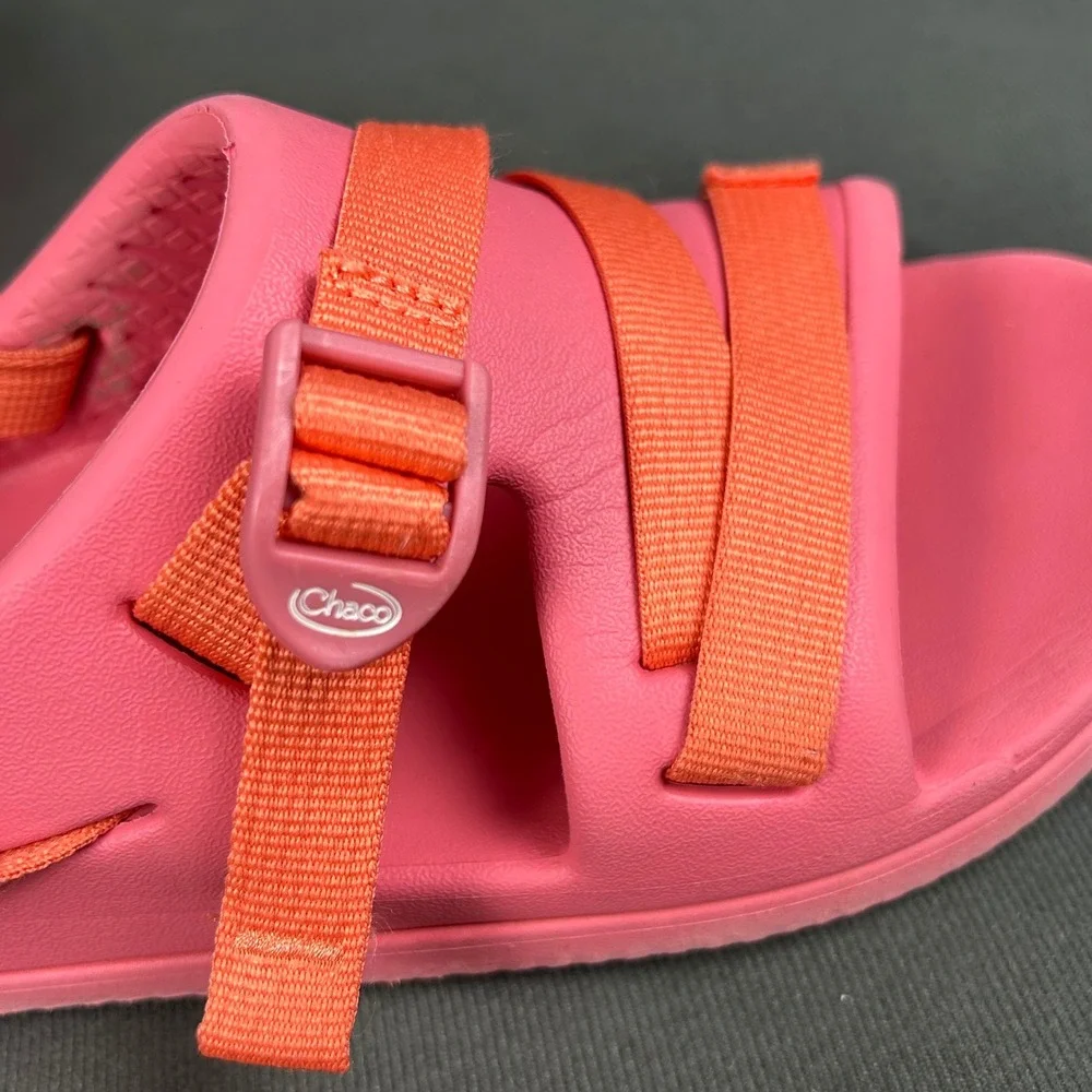 Chaco Chillos Sport Sandals Rubber Girls Coral Orange Adjustable Buckle Size 5